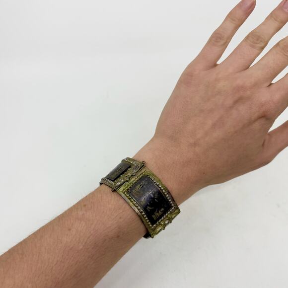 Antique Moorish North African Silver & Enamel Cuff Bracelet - Picture 7 of 8